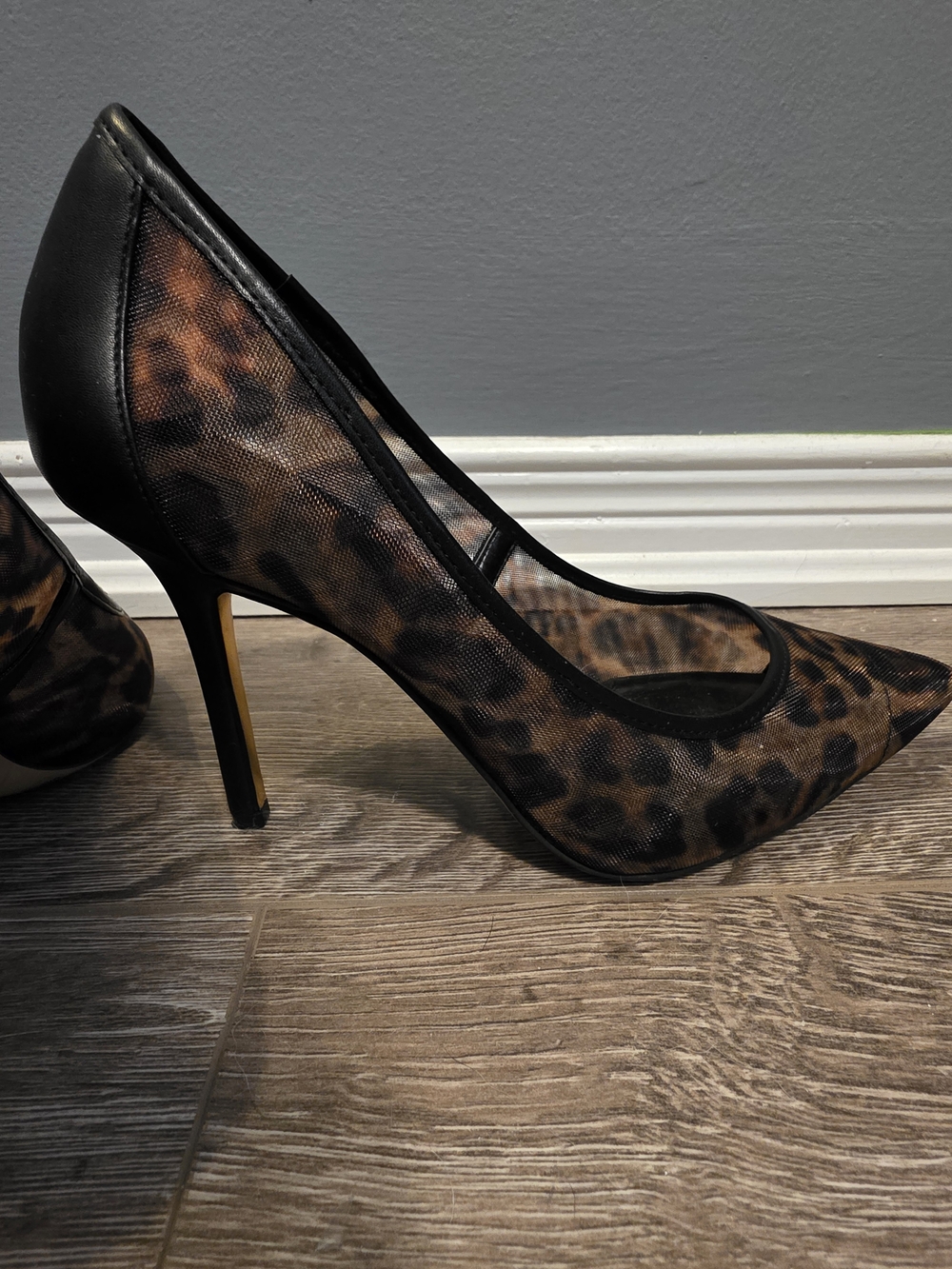 JLO Jennifer Lopez Y2K Leopard Mesh Pointed Toe Stiletto Pumps 9 - Picture 5 of 8